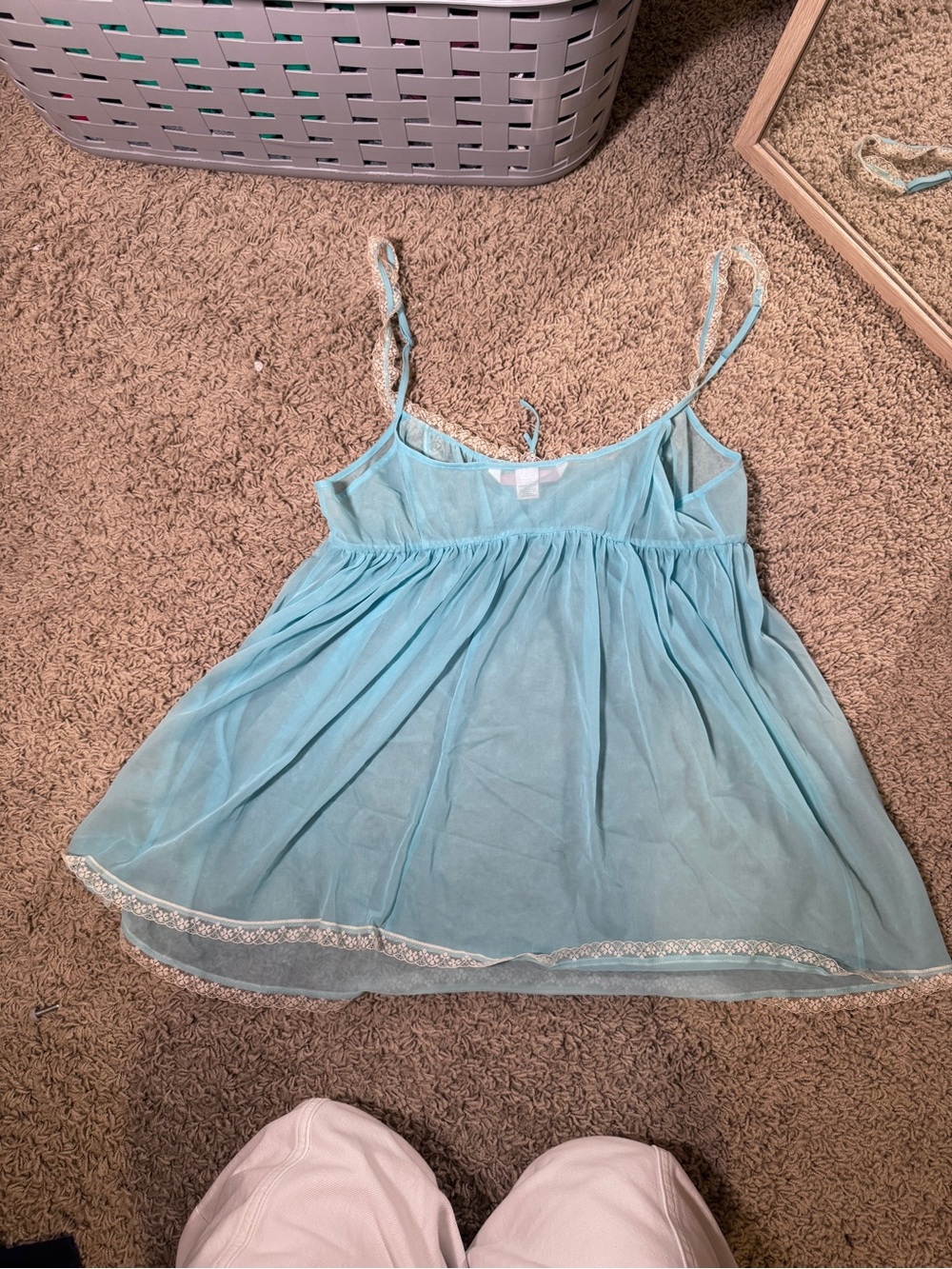 Victoria's Secret Light Blue Lace-Trim Chiffon Chemise - Picture 2 of 3